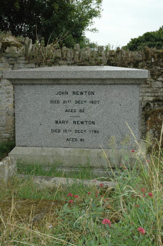 John Newton's grave is in the back corner of the Olney Church yard.